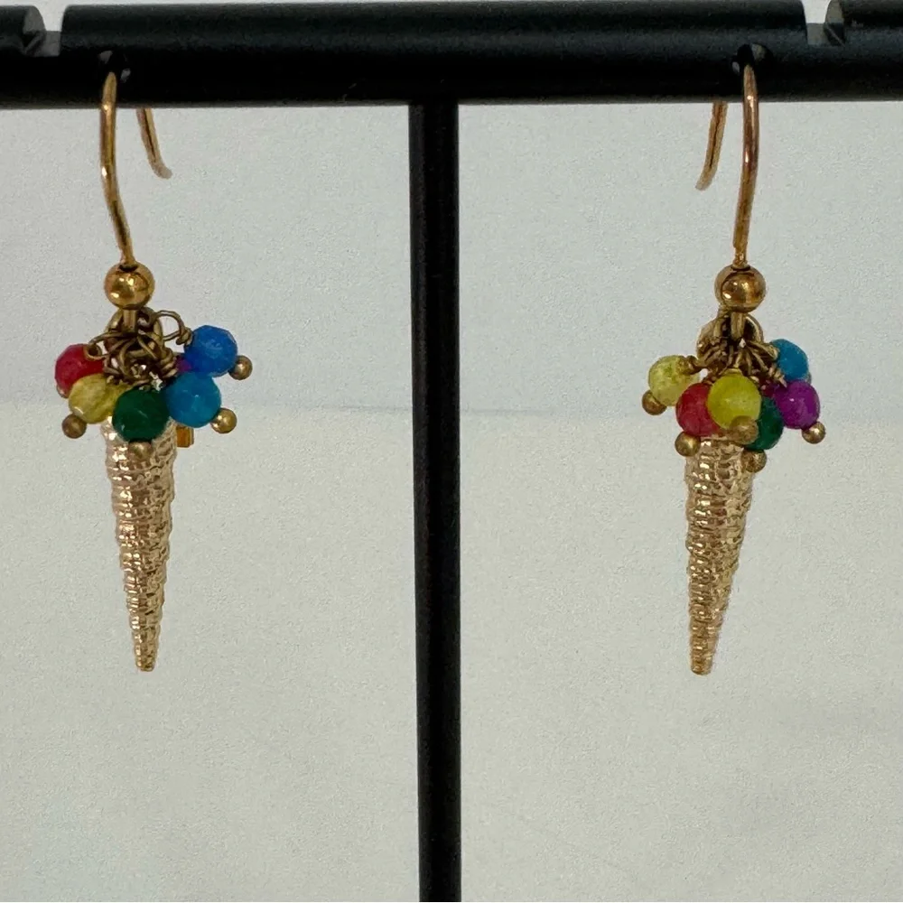 Rosantica Italy 925 Ice Cream Cone Beaded Statement Dangle Earrings - Picture 4 of 16
